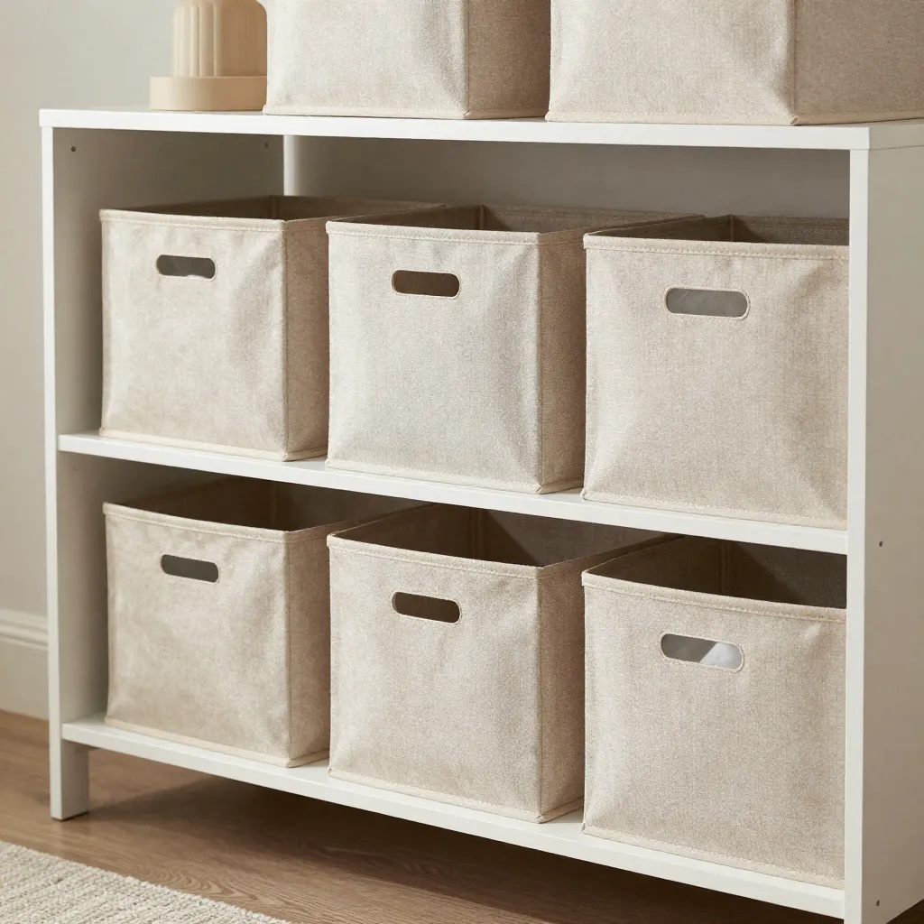Large fabric storage box with handles