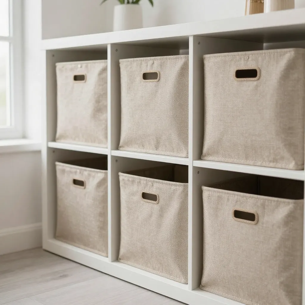 Fabric storage cube being folded and unfolded